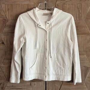 L.L. Bean Women's White Button Up Hoodie Jacket Size XS Cottage